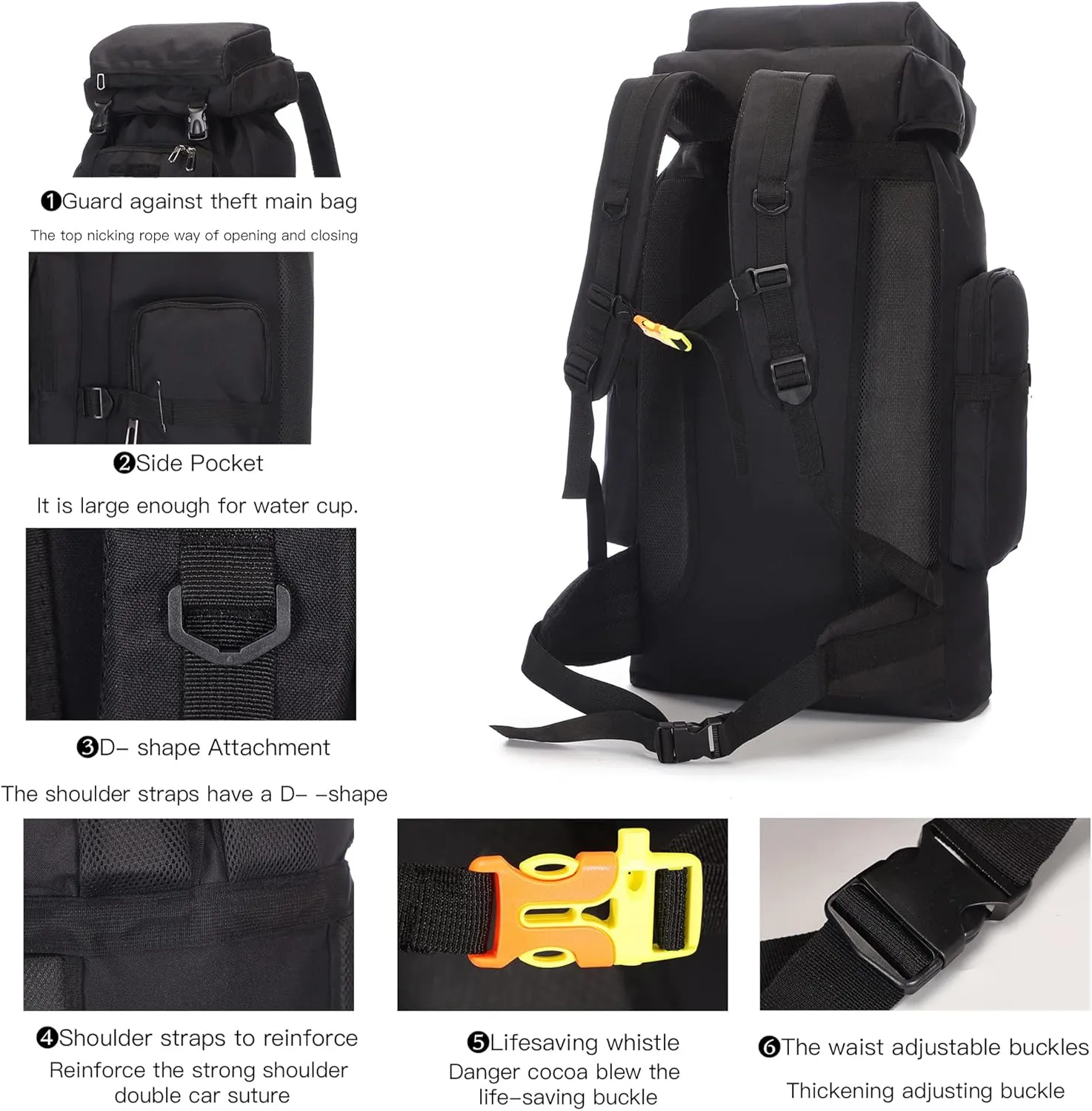 100L Tactical Military Backpack for Men - Waterproof Hiking & Hunting Pack with MOLLE System, Adjustable Suspension, Survival Gear Compartment - Outdoor Camping, Trekking Travel Backpack