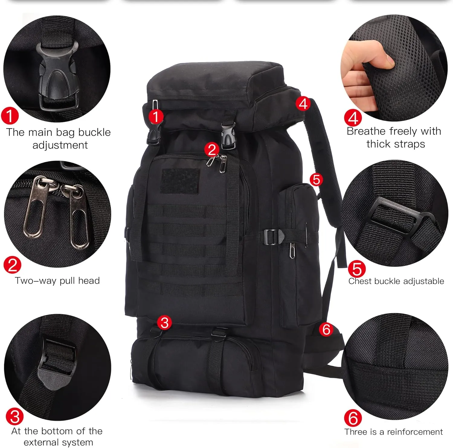 100L Tactical Military Backpack for Men - Waterproof Hiking & Hunting Pack with MOLLE System, Adjustable Suspension, Survival Gear Compartment - Outdoor Camping, Trekking Travel Backpack