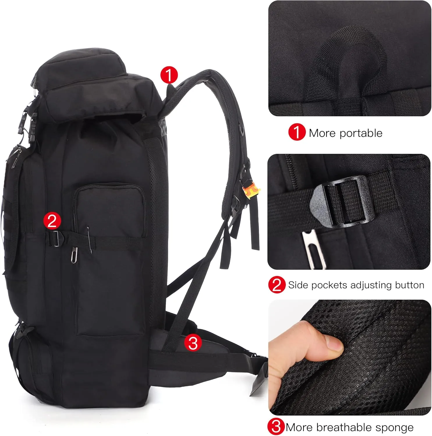 100L Tactical Military Backpack for Men - Waterproof Hiking & Hunting Pack with MOLLE System, Adjustable Suspension, Survival Gear Compartment - Outdoor Camping, Trekking Travel Backpack