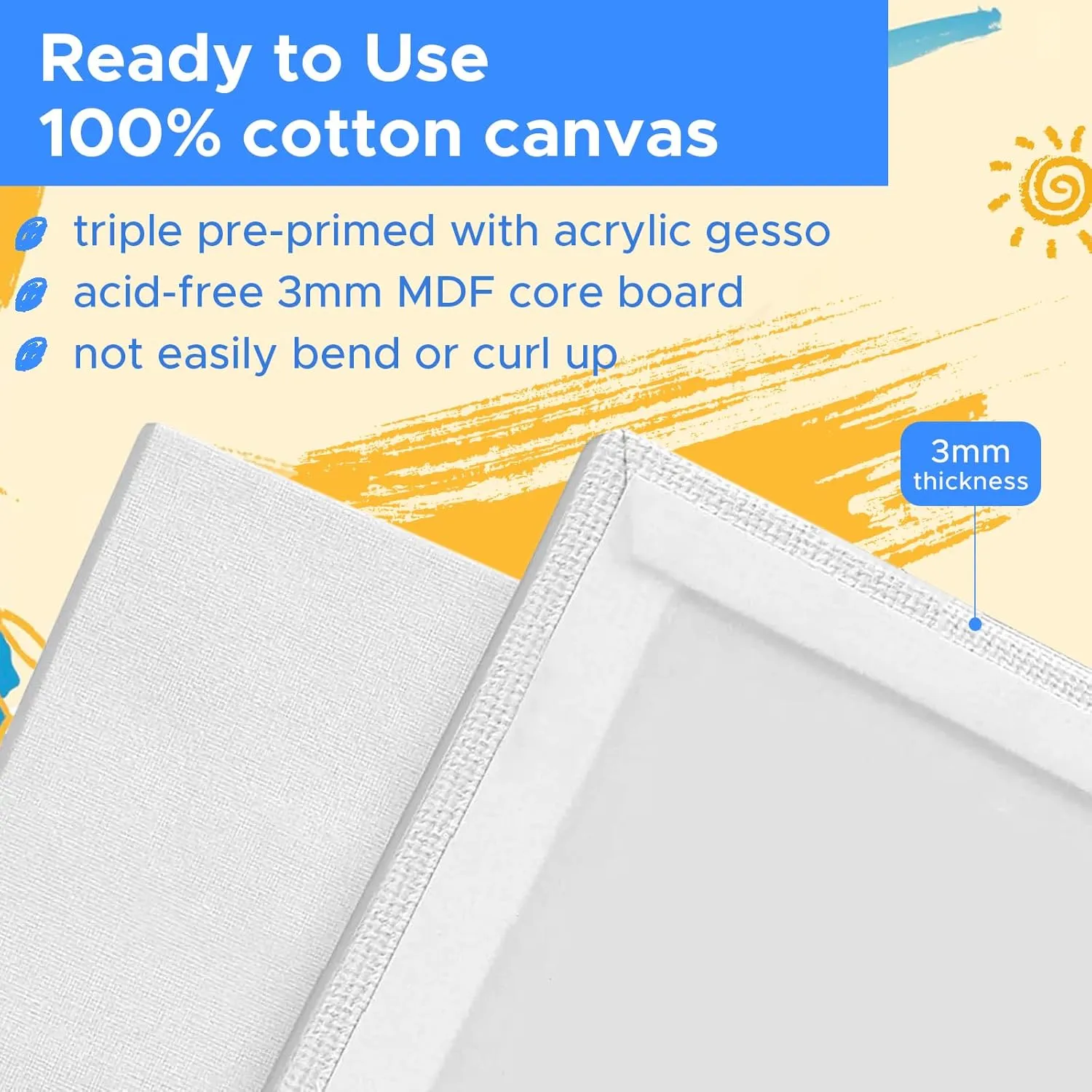 54 Pack 5x7 Inch Canvas Boards for Painting Bulk, Kids Art Novices Blank Painting Canvases, Gesso Primed Acid-Free 100% Cotton Canvas Panels for Acrylic Oil Watercolor Tempera Paint