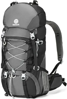 60L Hiking Backpack, Water Resistant Camping Backpack with Rain Cover, Large Lightweight Hiking Bag Outdoor Travel Daypack for Men Women, Black