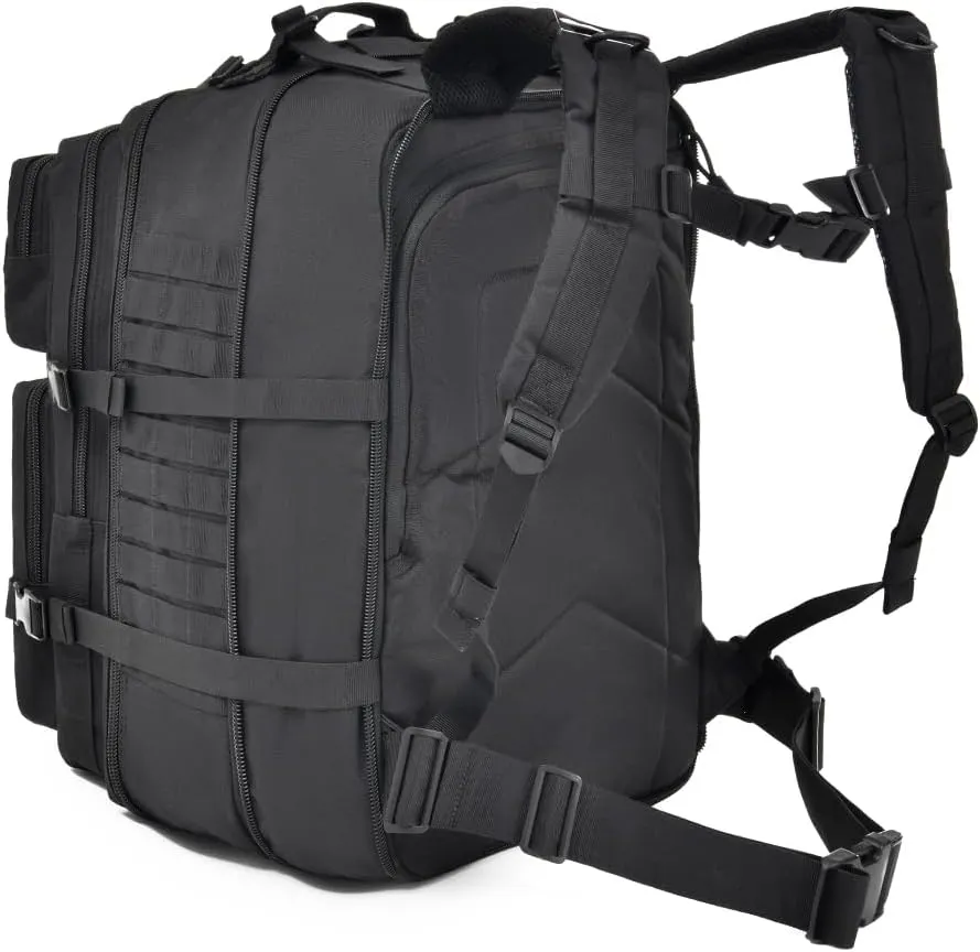 64L Large Tactical Backpack, Military Backpack, Molle Backpack, Tactical Bag, Hiking Daypacks (3, black)