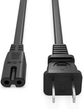 8 ft AC Power Cord Cable Fit for Sony PS5 PS4 PS3 PlayStation 5 4 3, Xbox Series X/S, Xbox One X/S, TV, Printer, Monitor, Speaker Universal 2 Prong Replacement - (ETL Listed Cable)