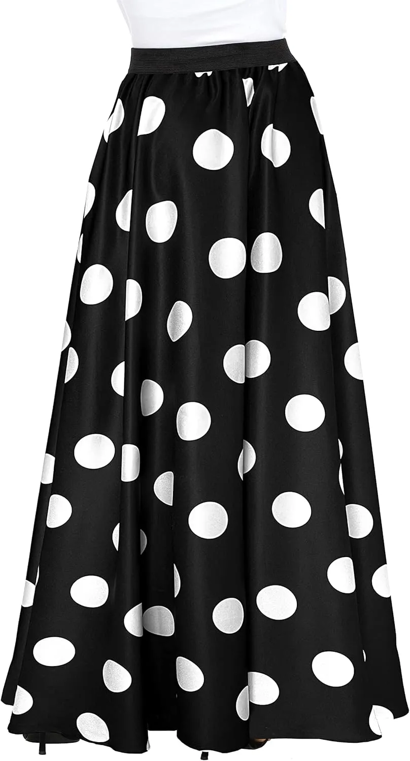 Afibi Women Chiffon Mopping Floor Length Big Hem Solid Beach High Waist Maxi Skirt