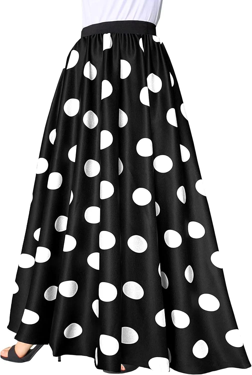 Afibi Women Chiffon Mopping Floor Length Big Hem Solid Beach High Waist Maxi Skirt
