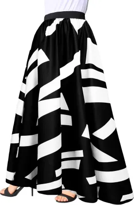 Afibi Women Chiffon Mopping Floor Length Big Hem Solid Beach High Waist Maxi Skirt