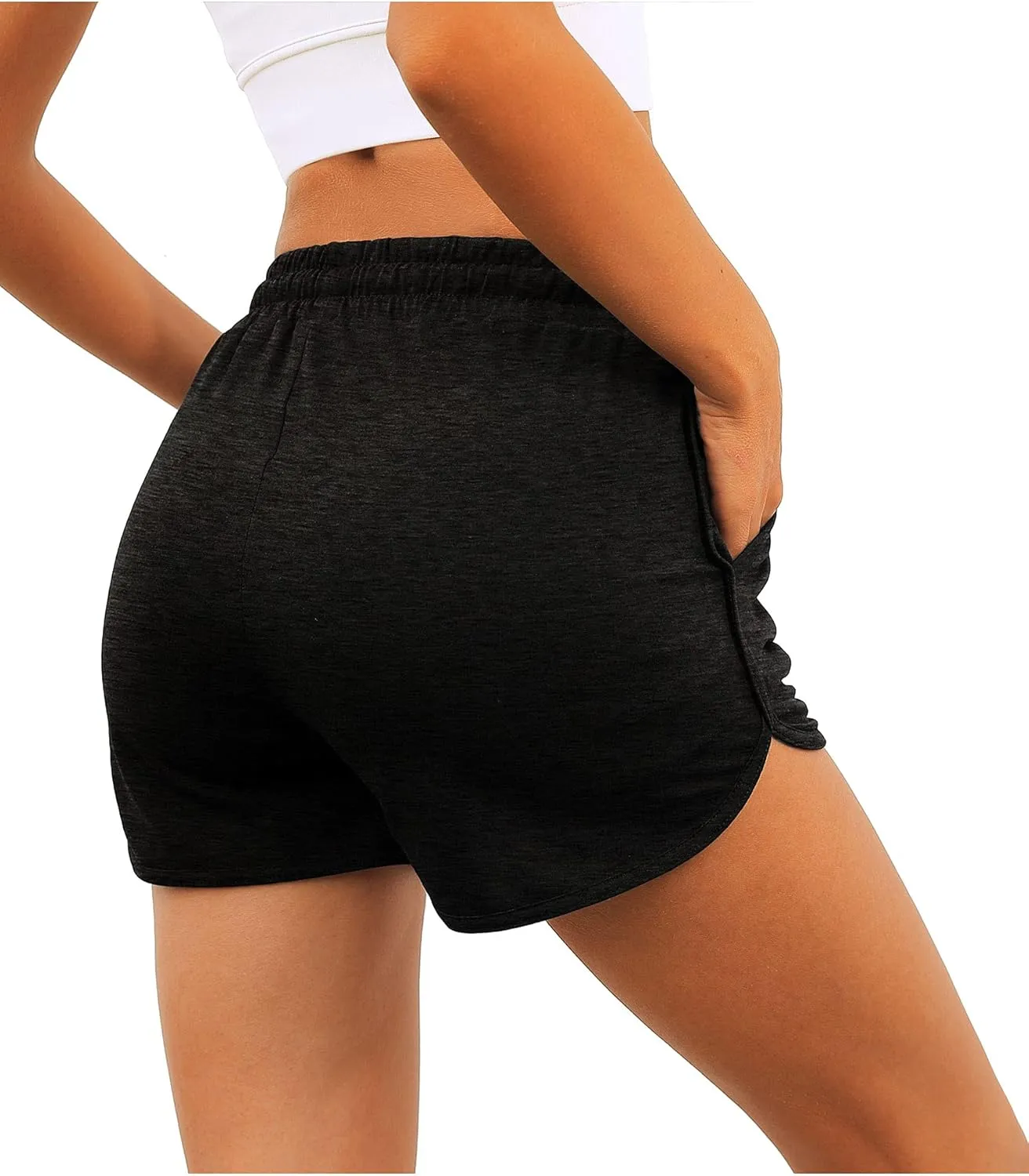 Aloodor Womens Athletic Shorts Running Dolphin Shorts with Pockets and Drawstring