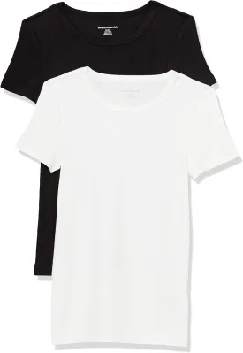 Amazon Essentials Women's Slim-Fit Short-Sleeve Crewneck T-Shirt, Pack of 2
