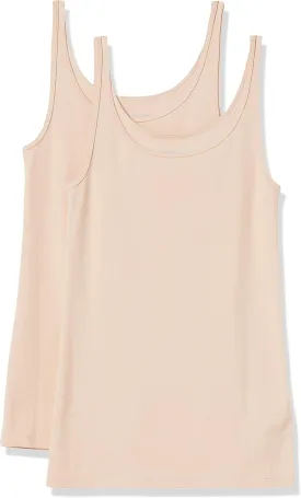 Amazon Essentials Women's Slim-Fit Thin Strap Tank Top, Pack of 2