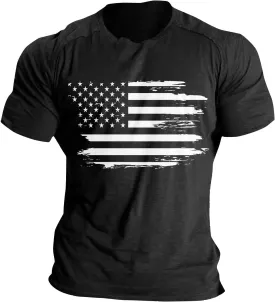 American Flag Shirt for Men USA Graphic Dry Fit Casual Graphic Short Sleeve