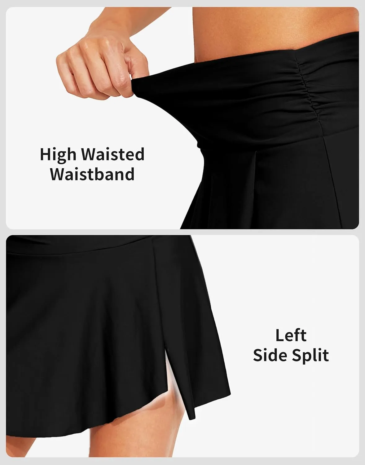 beautyin Women's High Waisted Ruched Swim Skirt Split Tummy Control Tankini Swimsuit Bathing Suit Bottoms with Pocket