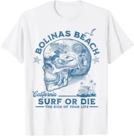 Bolinas Beach Surfing Girl Pacific Ocean Surf Board Men Boy T-Shirt