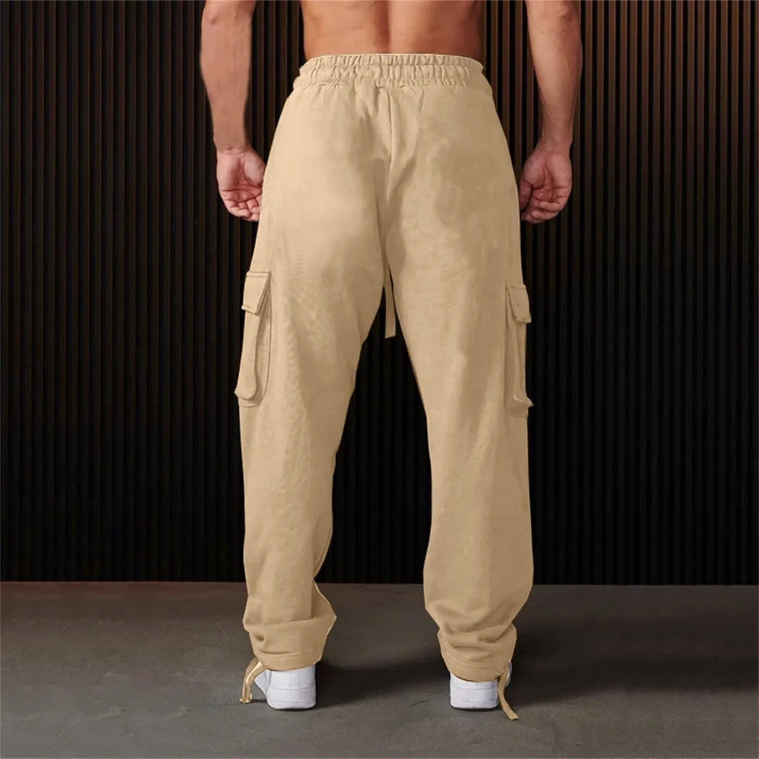 Casual Jogger Pants for Men Breathable Relaxed Fit Chino Outdoor Cargo Pants Hiking Baggy Twill Jogging Sweatpants