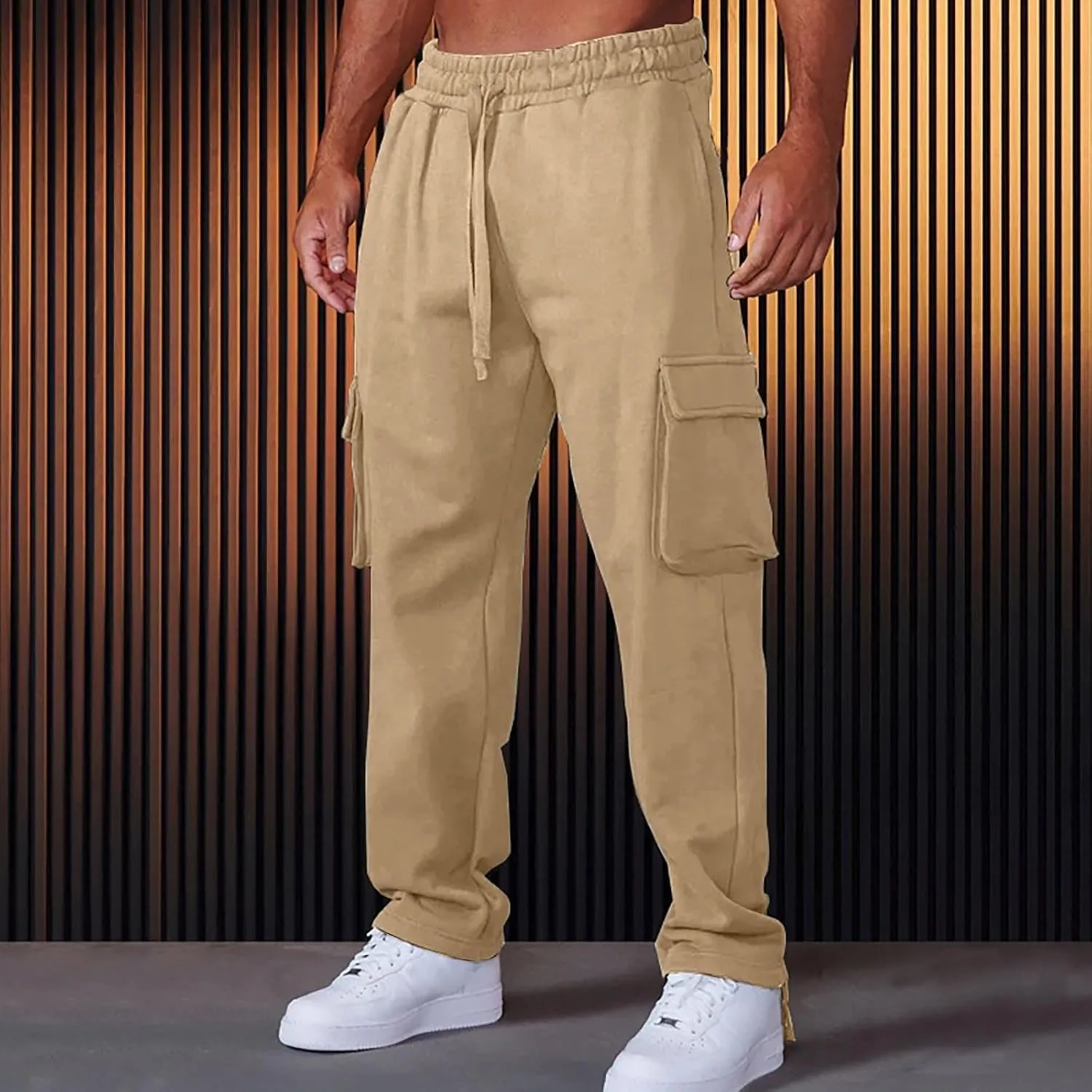Casual Jogger Pants for Men Breathable Relaxed Fit Chino Outdoor Cargo Pants Hiking Baggy Twill Jogging Sweatpants