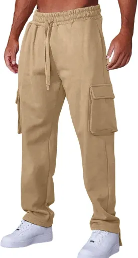 Casual Jogger Pants for Men Breathable Relaxed Fit Chino Outdoor Cargo Pants Hiking Baggy Twill Jogging Sweatpants