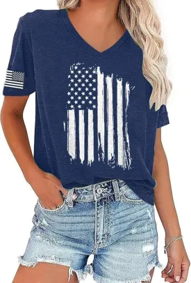 Casual V-Neck Graphic Tees for Women Summer Cute Short Sleeve Holiday Family Match T-Shirt Tops