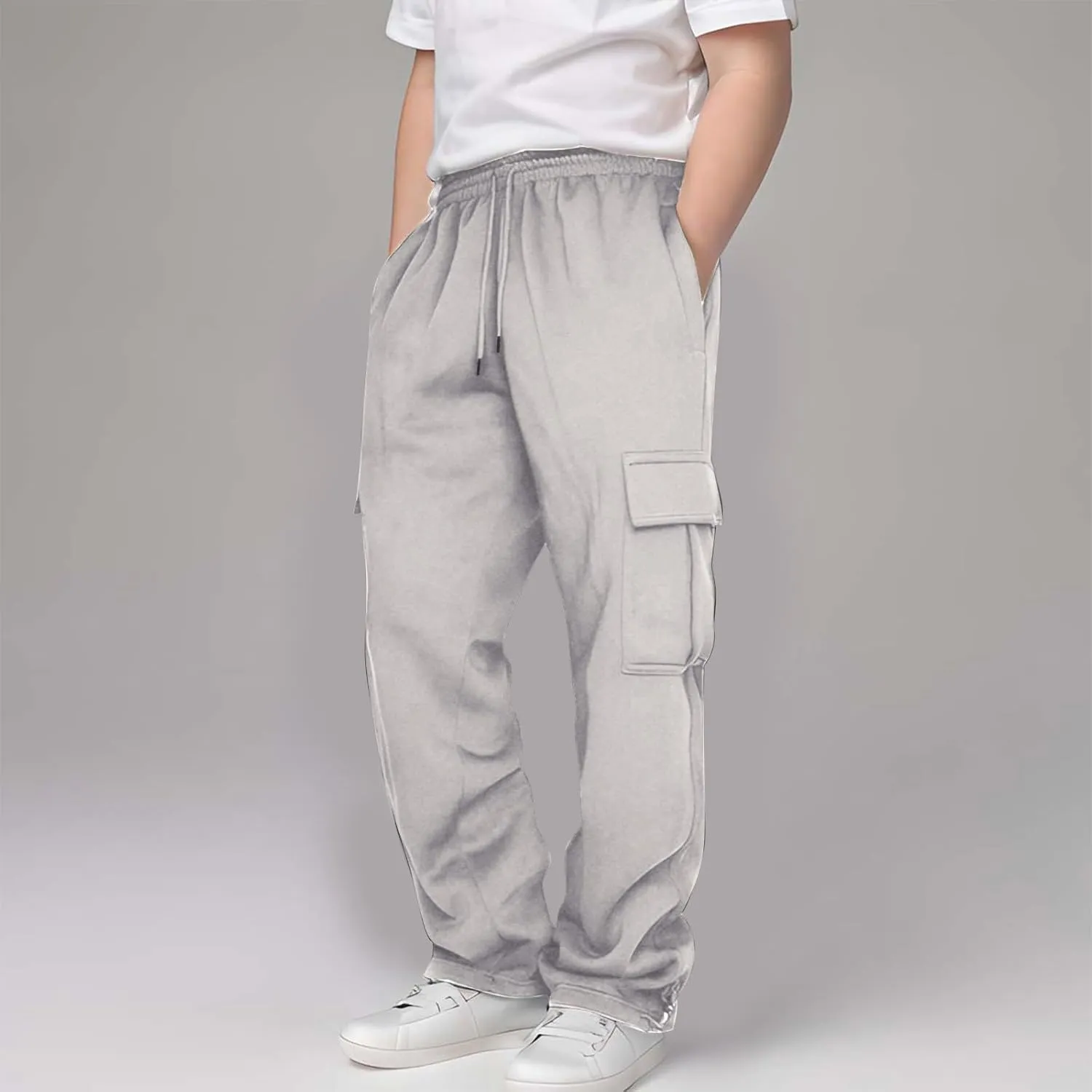 Childs Multipocket Causal Cargo Pants Toddler Kids Elastic Waist Pull-On Jogger Pants Boys Baggy Sweatpants