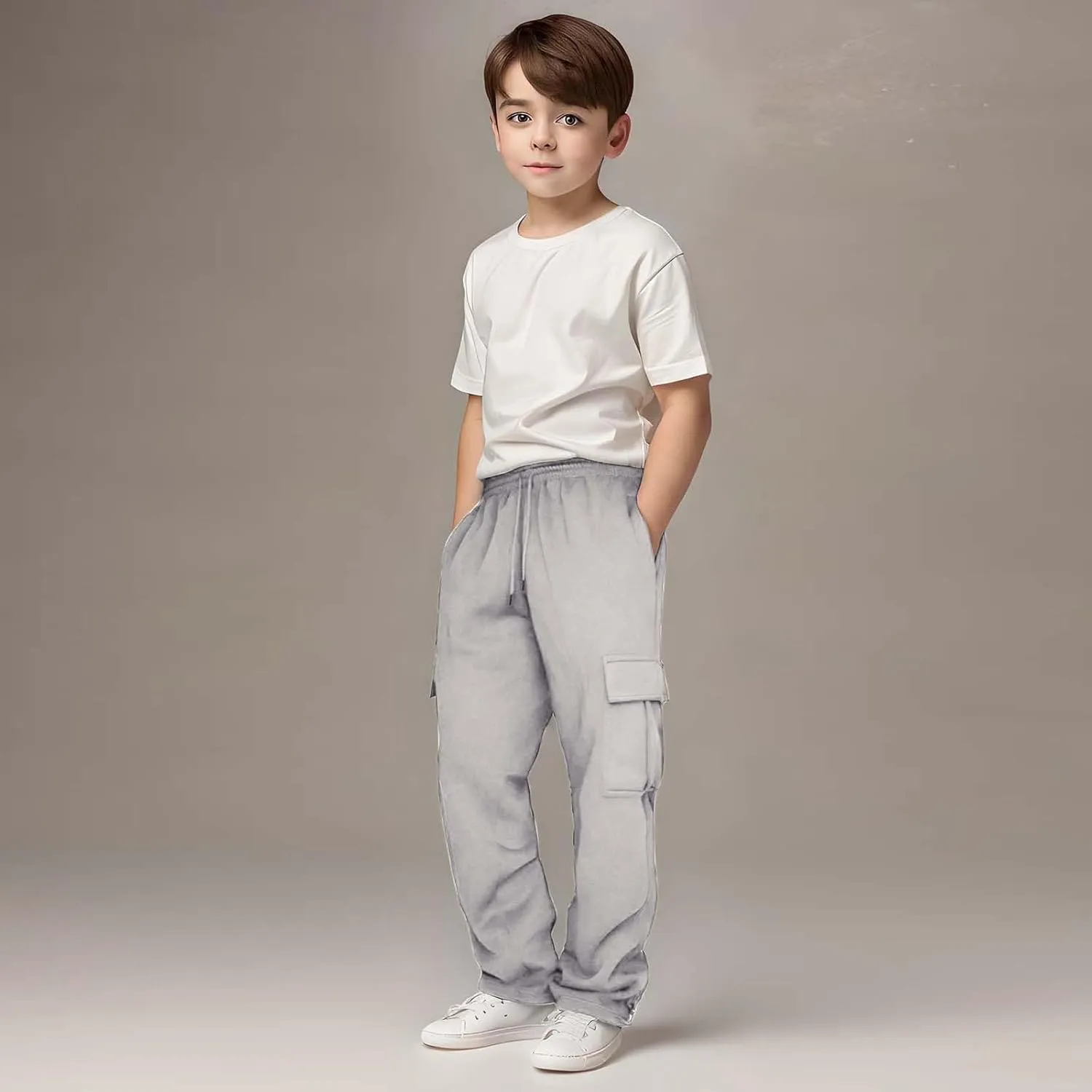 Childs Multipocket Causal Cargo Pants Toddler Kids Elastic Waist Pull-On Jogger Pants Boys Baggy Sweatpants