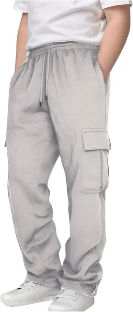 Childs Multipocket Causal Cargo Pants Toddler Kids Elastic Waist Pull-On Jogger Pants Boys Baggy Sweatpants