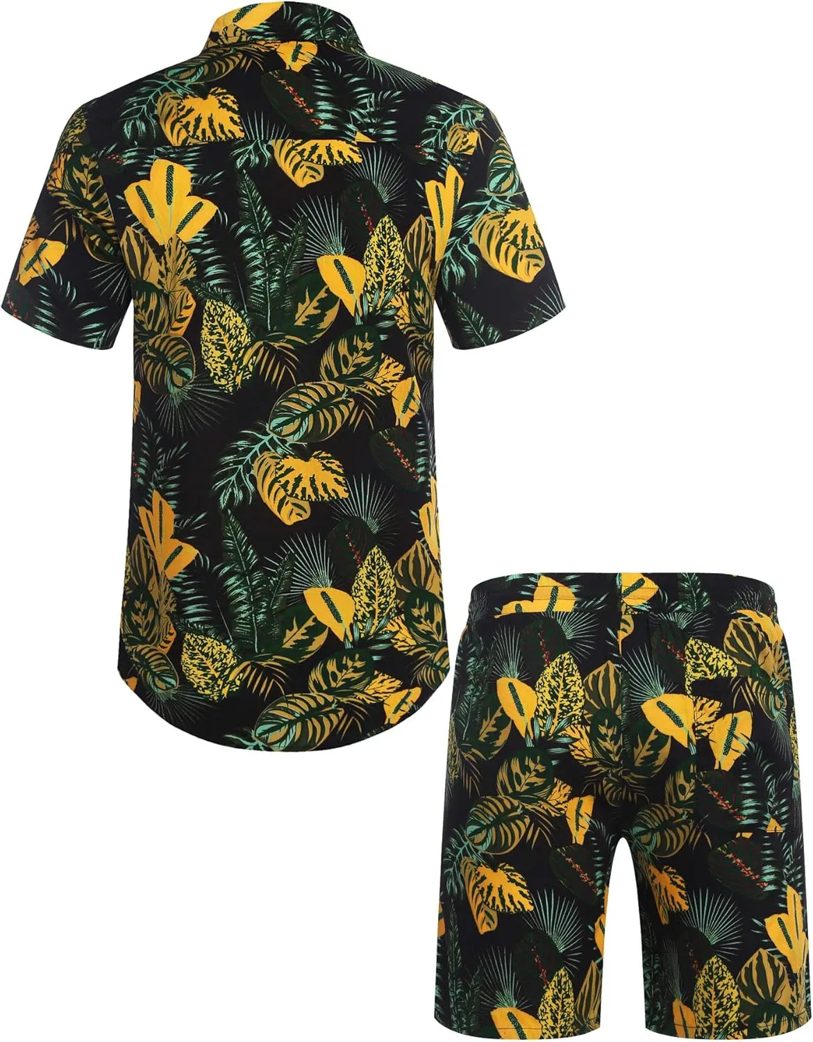 COOFANDY Men's Hawaiian Matching Shirt and Shorts Set Summer Beach 2 Piece Outfits Short Sleeve Cuban Shirts and Shorts