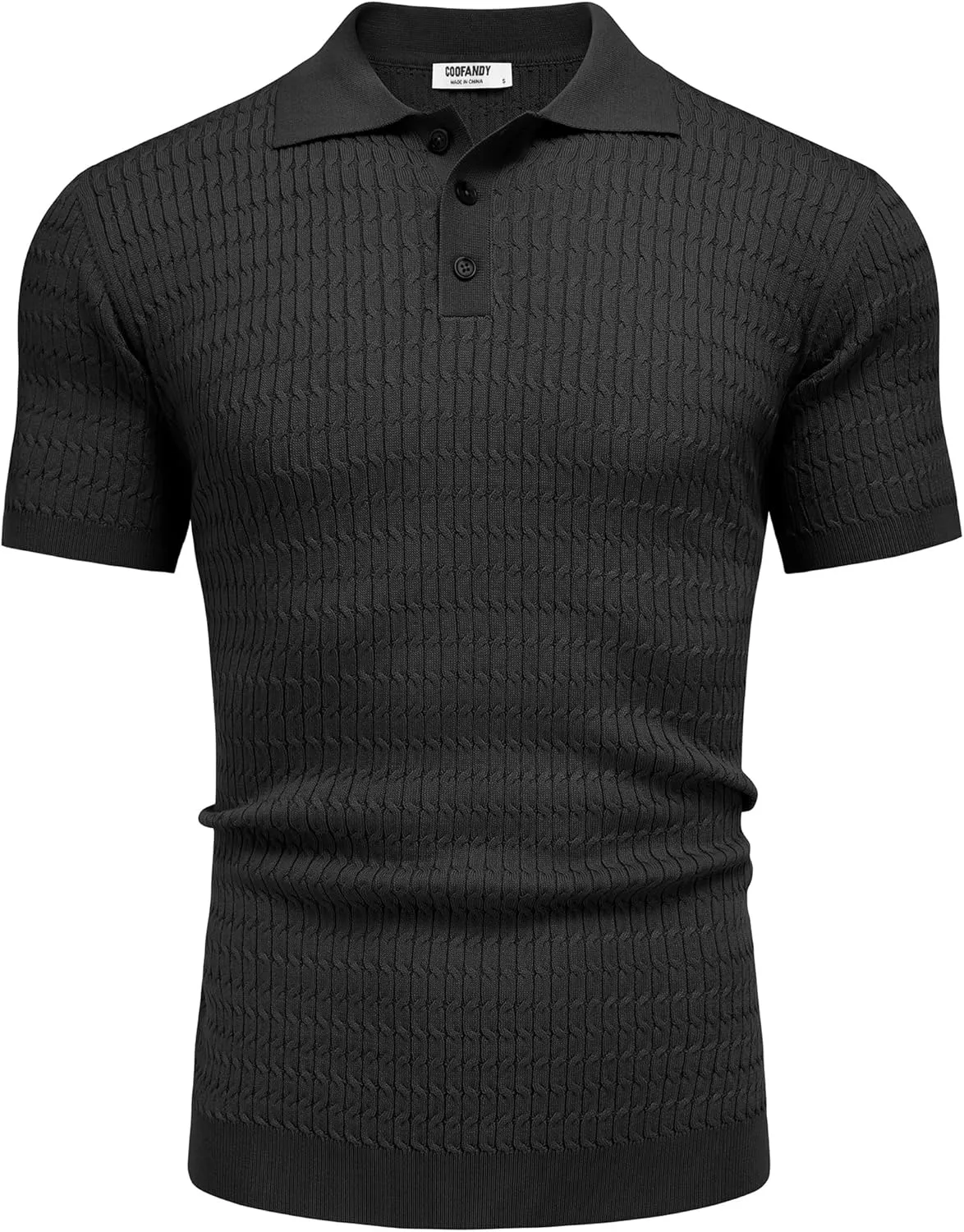 COOFANDY Mens Knit Polo Shirt Short Sleeve Vintage Textured Casual Golf Shirts Summer Beach Top