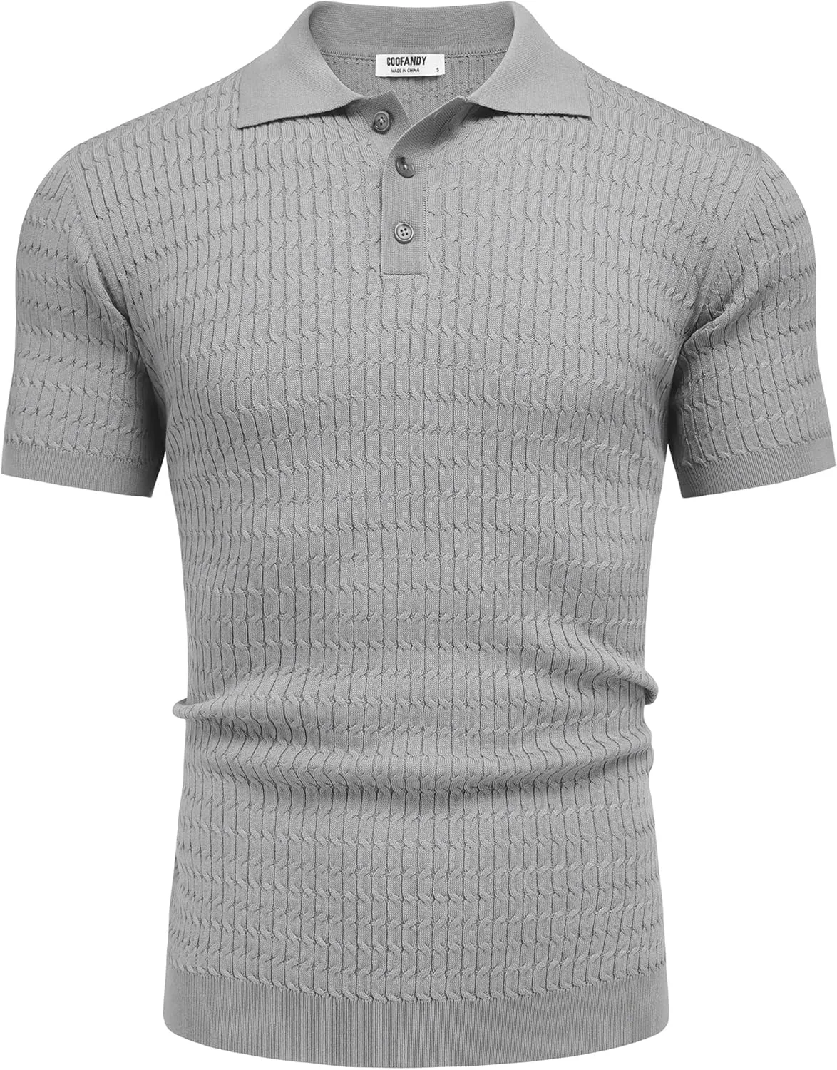 COOFANDY Mens Knit Polo Shirt Short Sleeve Vintage Textured Casual Golf Shirts Summer Beach Top