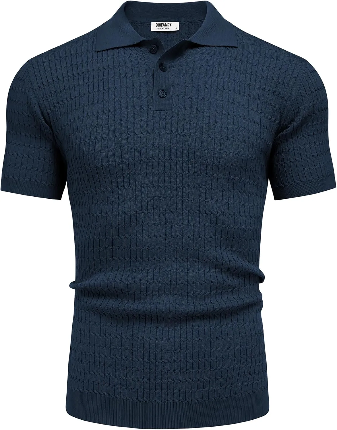 COOFANDY Mens Knit Polo Shirt Short Sleeve Vintage Textured Casual Golf Shirts Summer Beach Top