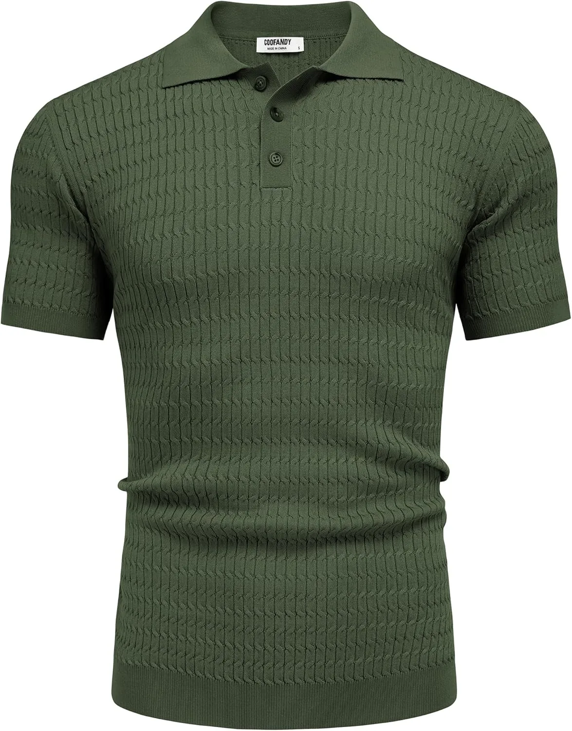 COOFANDY Mens Knit Polo Shirt Short Sleeve Vintage Textured Casual Golf Shirts Summer Beach Top
