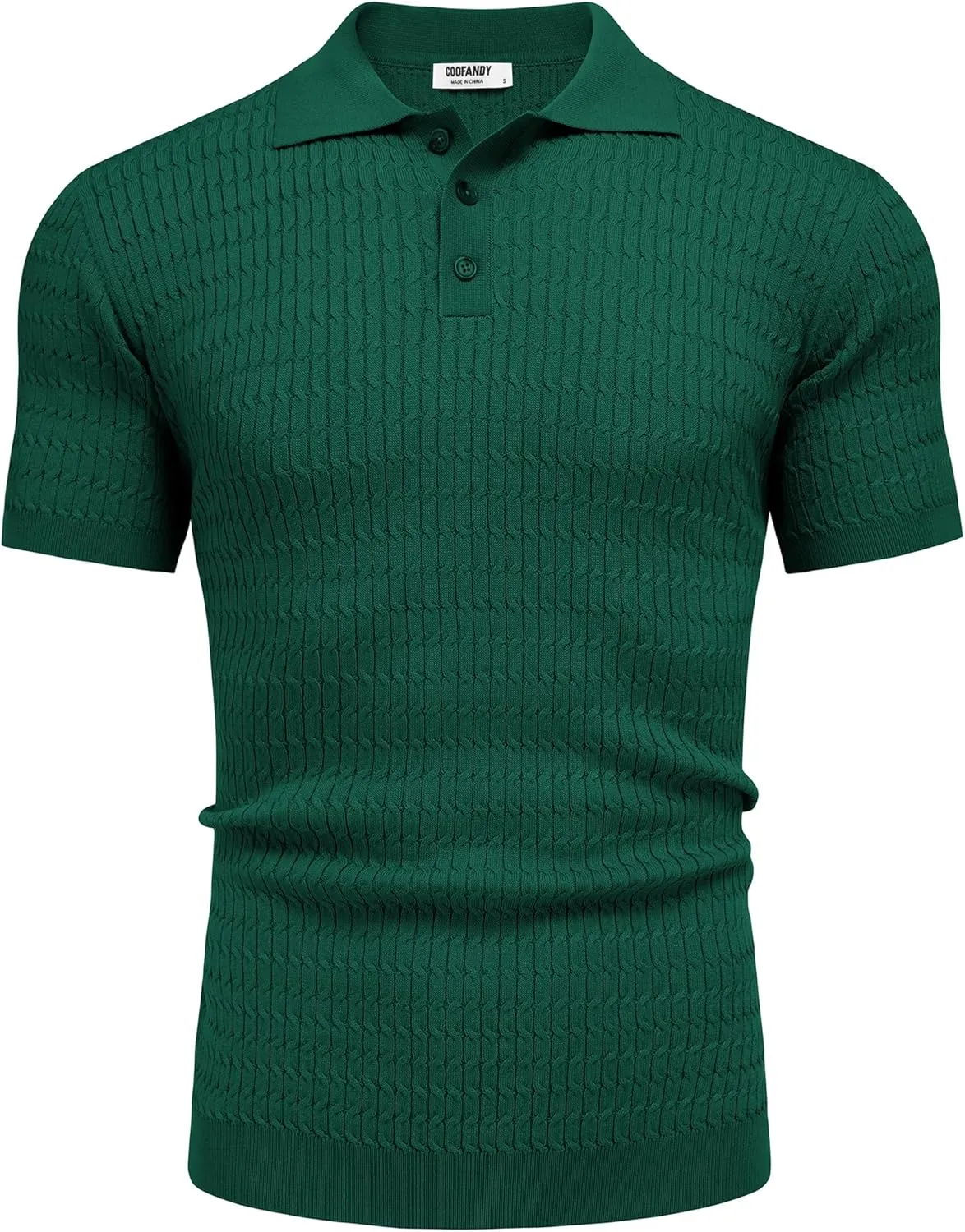 COOFANDY Mens Knit Polo Shirt Short Sleeve Vintage Textured Casual Golf Shirts Summer Beach Top
