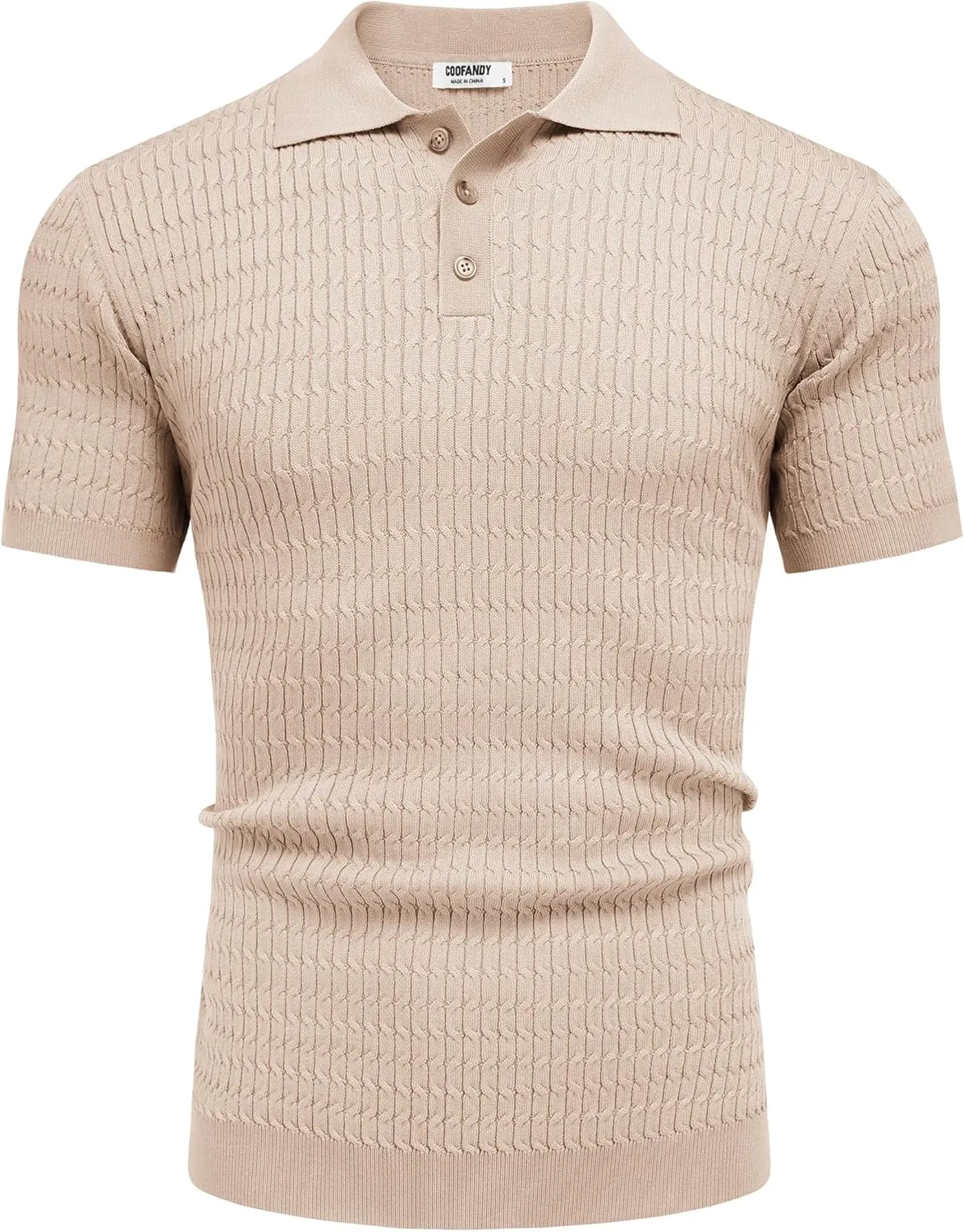 COOFANDY Mens Knit Polo Shirt Short Sleeve Vintage Textured Casual Golf Shirts Summer Beach Top