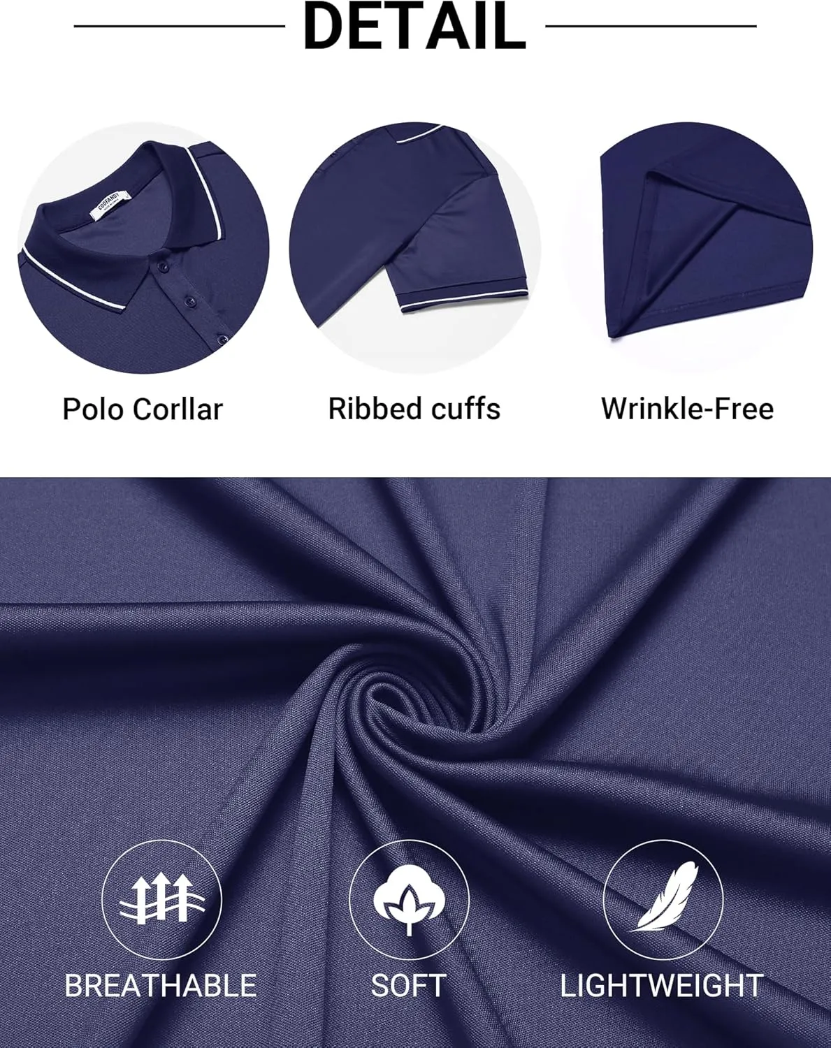 COOFANDY Mens Polo Shirts Short Sleeve Golf Polo Button Pullover Casual Contrast Color Basic T Shirt Ribbed Collar
