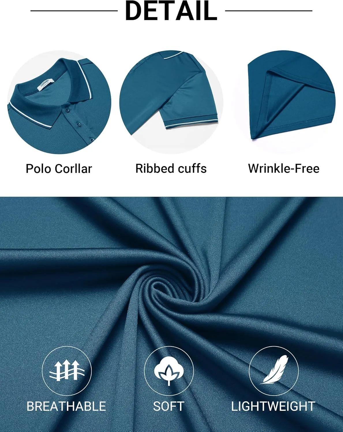 COOFANDY Mens Polo Shirts Short Sleeve Golf Polo Button Pullover Casual Contrast Color Basic T Shirt Ribbed Collar