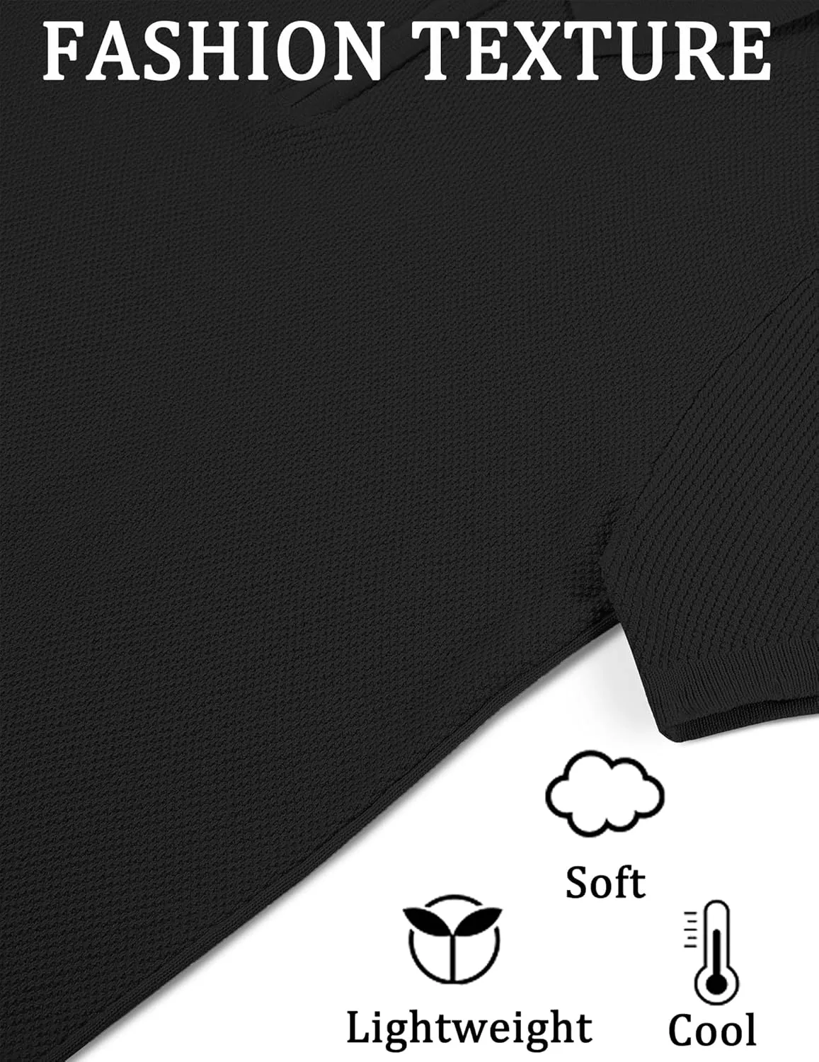 COOFANDY Mens Textured Knit Polo Shirts Zipper Polo Shirts Short Sleeve Casual Lightweight Golf Shirt