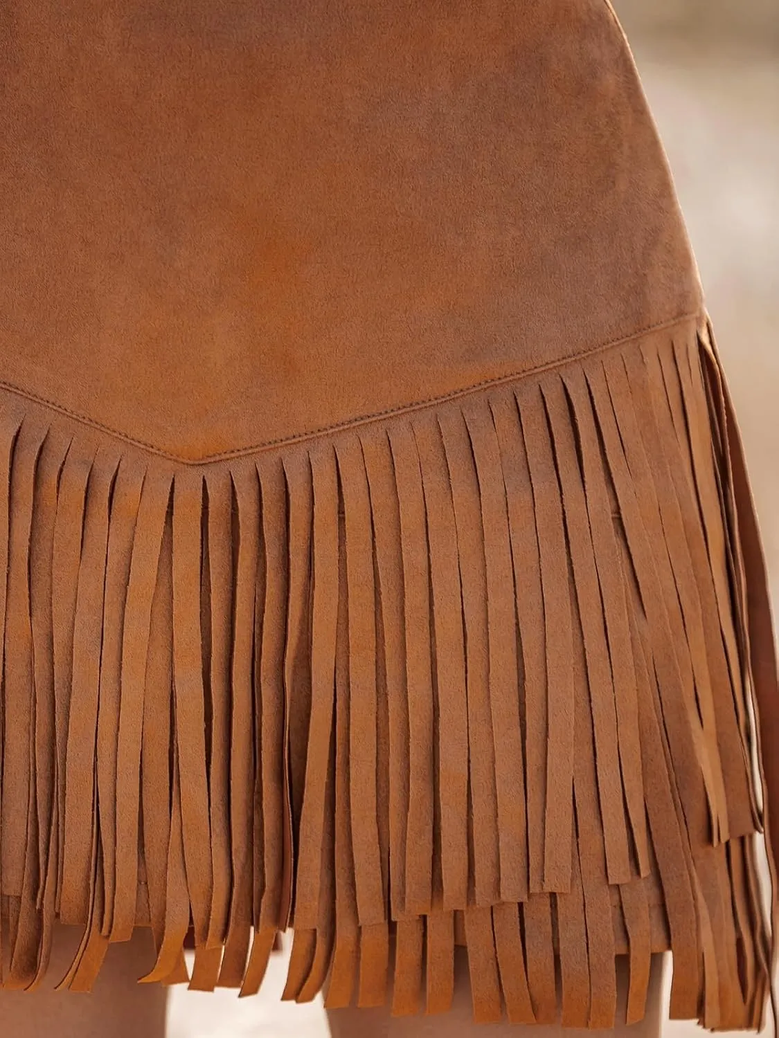 CUPSHE Women Skirts Terra Cotta High Waist Fringe Mini Skirt Short Skirts