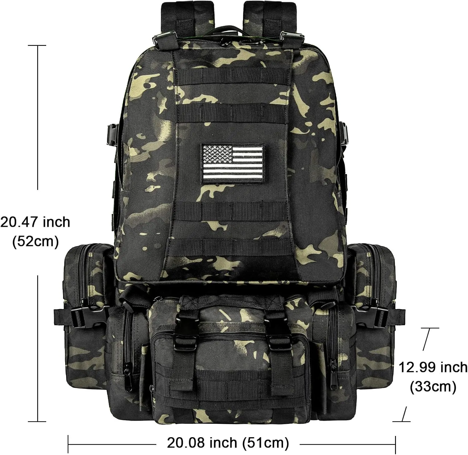 CVLIFE Tactical Backpack Military Army Rucksack 60L Large Assault Pack Detachable Molle Bag…