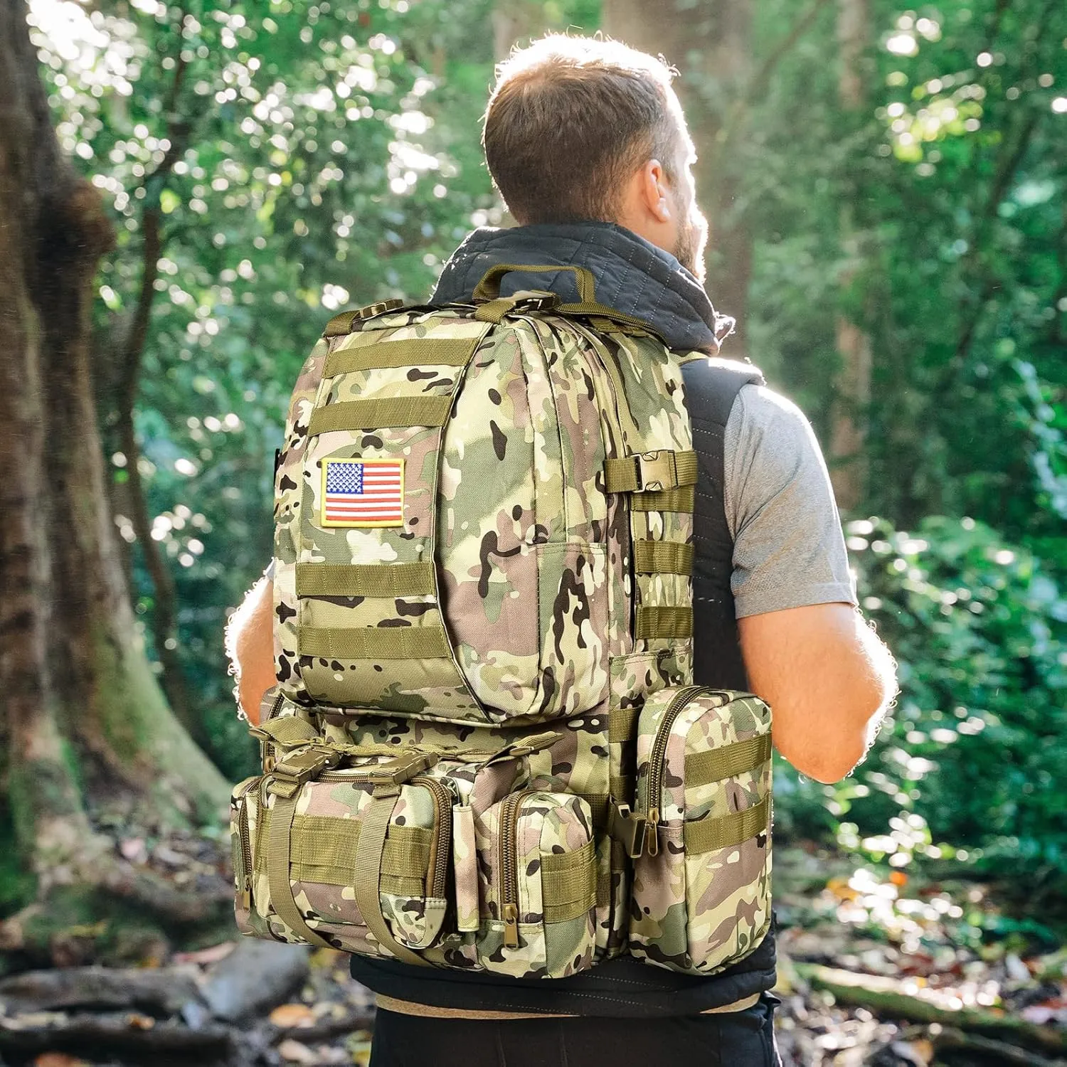 CVLIFE Tactical Backpack Military Army Rucksack 60L Large Assault Pack Detachable Molle Bag…