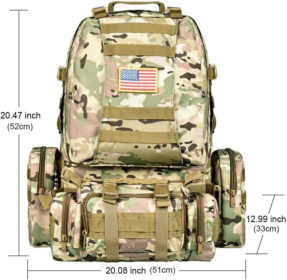 CVLIFE Tactical Backpack Military Army Rucksack 60L Large Assault Pack Detachable Molle Bag…