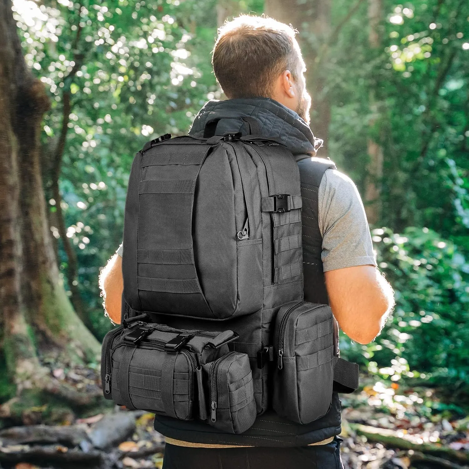 CVLIFE Tactical Backpack Military Army Rucksack 60L Large Assault Pack Detachable Molle Bag…