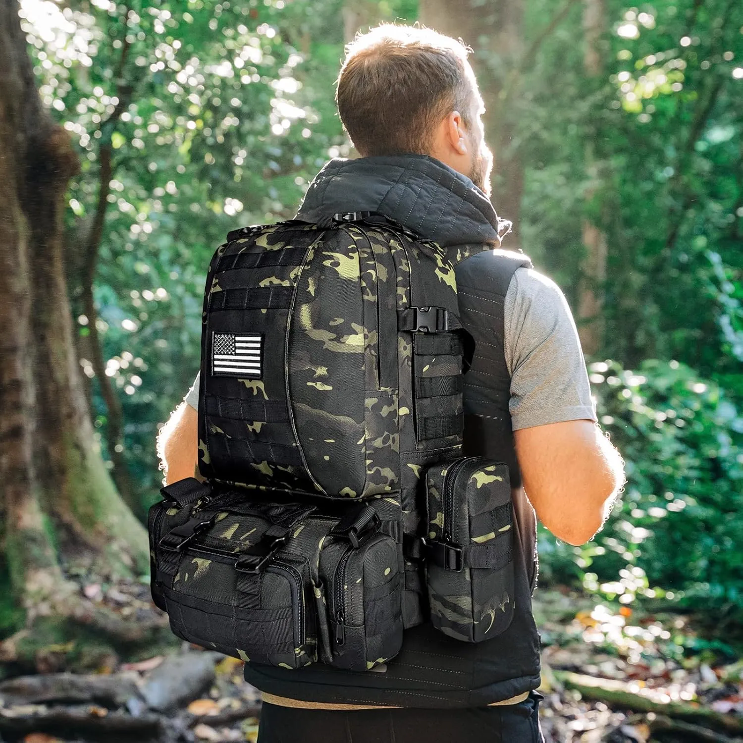 CVLIFE Tactical Backpack Military Army Rucksack 60L Large Assault Pack Detachable Molle Bag…