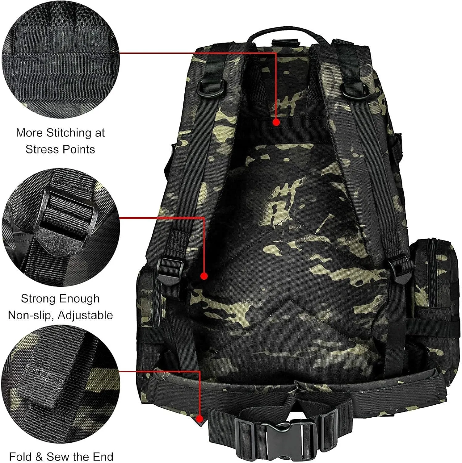 CVLIFE Tactical Backpack Military Army Rucksack 60L Large Assault Pack Detachable Molle Bag…