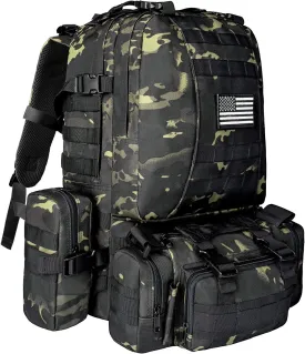 CVLIFE Tactical Backpack Military Army Rucksack 60L Large Assault Pack Detachable Molle Bag…