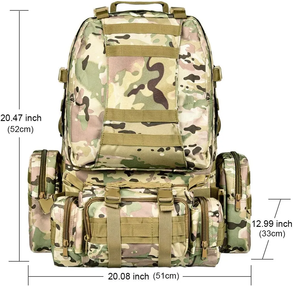 CVLIFE Tactical Backpack Military Army Rucksack 60L Large Assault Pack Detachable Molle Bag…