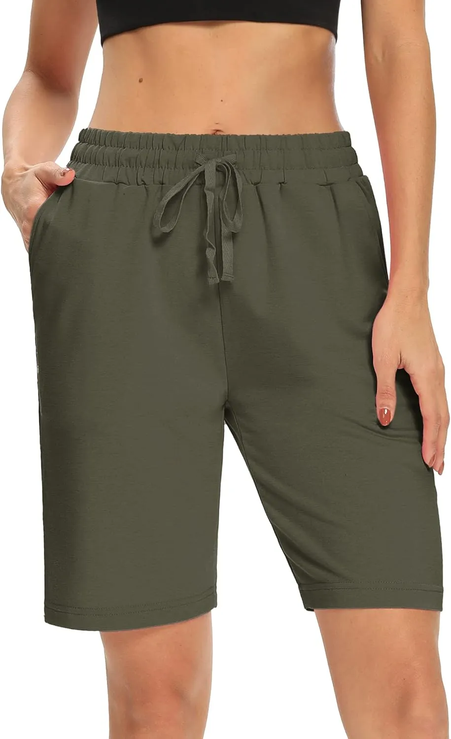 DIBAOLONG Womens Yoga Shorts Loose Comfy Drawstring Lounge Bermuda Shorts with 3 Pockets