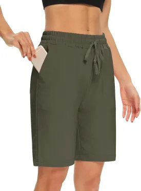 DIBAOLONG Womens Yoga Shorts Loose Comfy Drawstring Lounge Bermuda Shorts with 3 Pockets