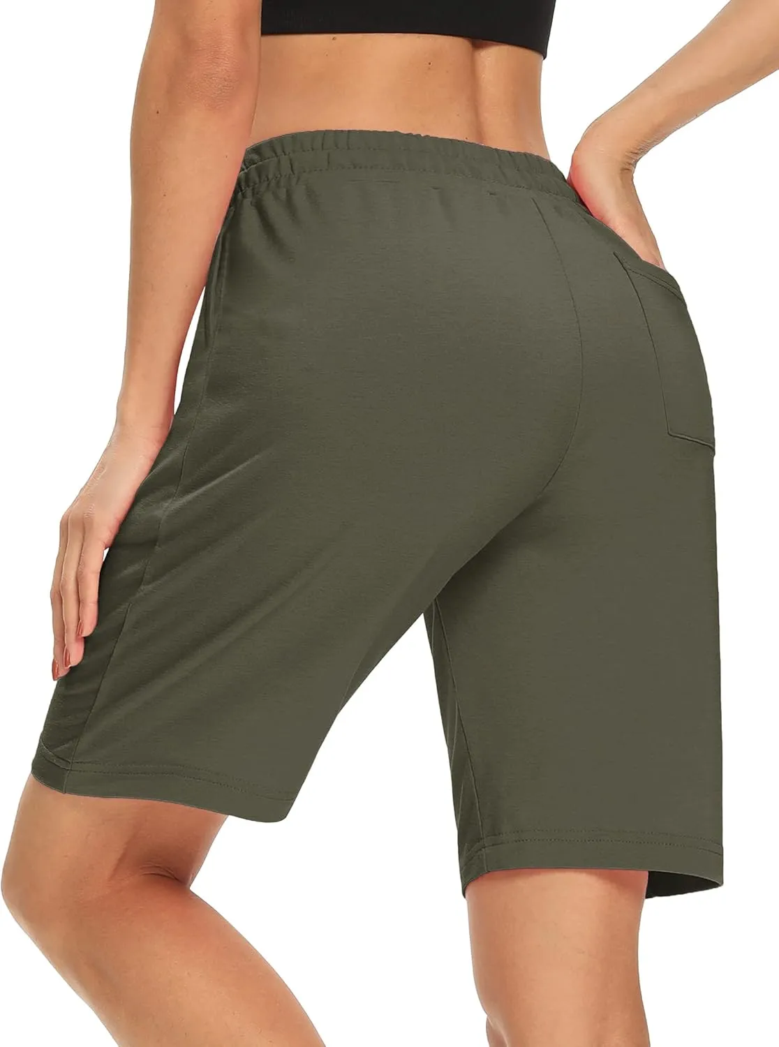 DIBAOLONG Womens Yoga Shorts Loose Comfy Drawstring Lounge Bermuda Shorts with 3 Pockets
