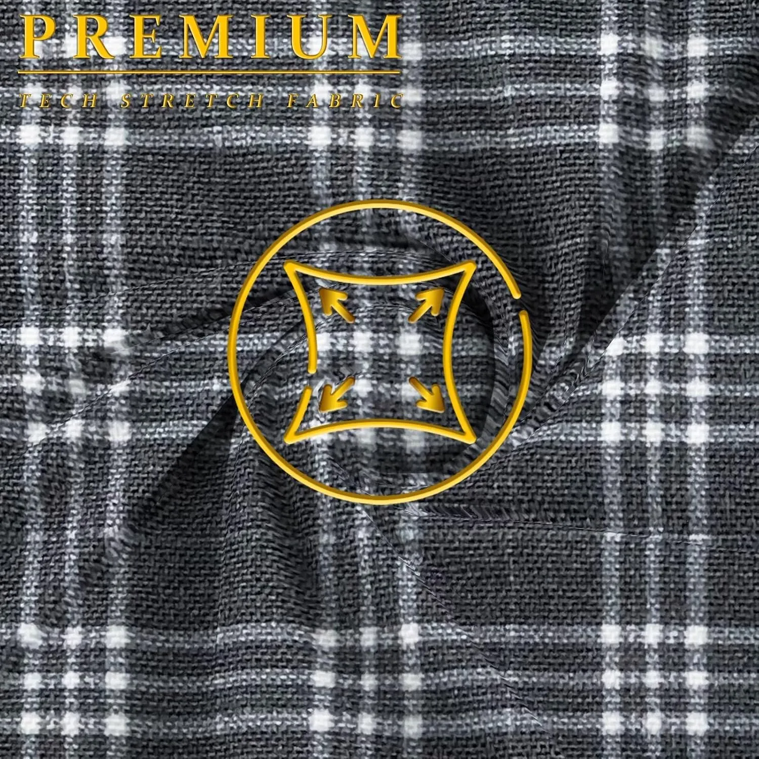 ETHANOL Mens Slim Fit Short Sleeve Button Down Polo Tech Stretch Printed Shirt