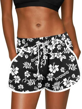 For G and PL Women Summer Floral Beach Boardshorts with Pockets Swim Trunks