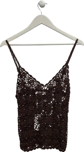 Frankies Bikinis Brown Pearl Crochet Tank UK S