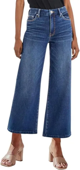 Genleck Women's Wide Leg Jeans  Trendy Cropped Loose Jeans High Waisted Stretchy Capri Denim Pants Baggy Trousers 2024