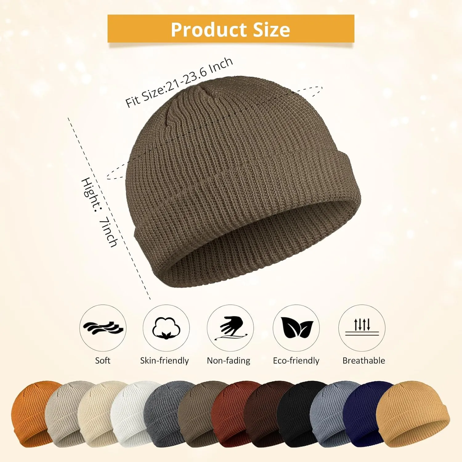 Geyoga 12 Pieces Trawler Beanie Hats Knit Cuff Beanie Roll-Up Edge Skull Cap Fisherman Hat for Men Women